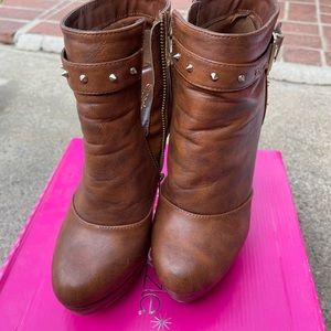 5inch brown with gold spiked booties